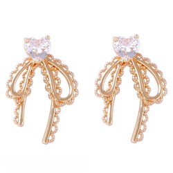 fashion temperament all-Purpose zircon love bow flower ear stud high sweet Ear..