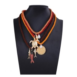 trend fashion wind pendant multilayer rope animal necklace