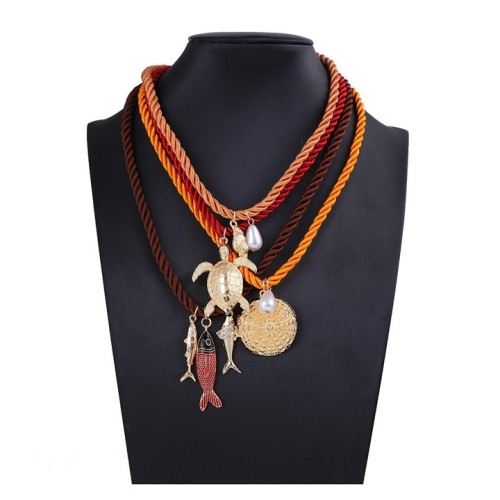 trend fashion wind pendant multilayer rope animal necklace
