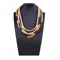 personality retro trend creative multilayer Metal beads black high necklace