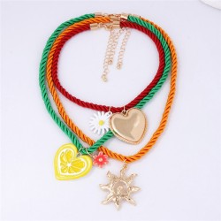summer more color multilayer love pendant necklace lovely flowers leisure