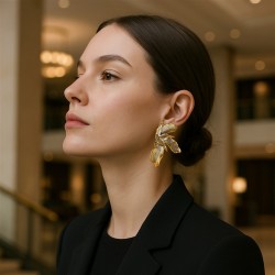 personality retro wind Acrylic high leaves Leaf ear stud unique pattern Earrin..