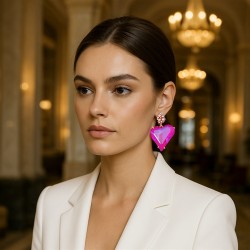 personality high zircon love geometry temperament earring all-Purpose samll tr..