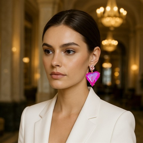 personality high zircon love geometry temperament earring all-Purpose samll trend woman