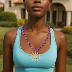brief fashion all-Purpose leisure Alloy sun flower pendant necklace beads day ..