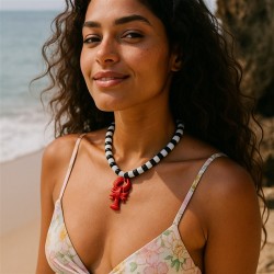 brief fashion beach wind Alloy enamel pendant woman necklace black beads high