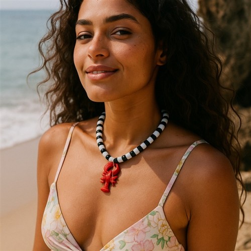 brief fashion beach wind Alloy enamel pendant woman necklace black beads high