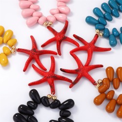 leisure wind big color multicolor Optional exaggerating starfish pendant neckl..