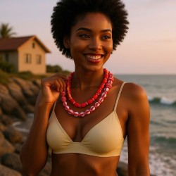 brief fashion leisure trend geometry beads Stripe Double layer necklace set al..