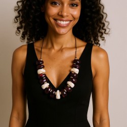 exaggerating fashion samll creative geometry Double color beads rope necklace ..
