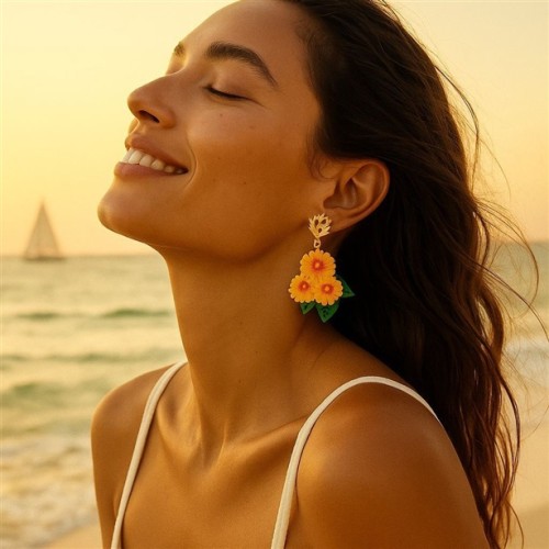 occidental style brief fashion Acrylic plates exaggerating flowers daisy earring splice woman pendant Earring