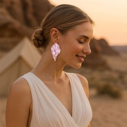 occidental style brief fashion Irregular Alloy enamel Leaf ear stud all-Purpos..