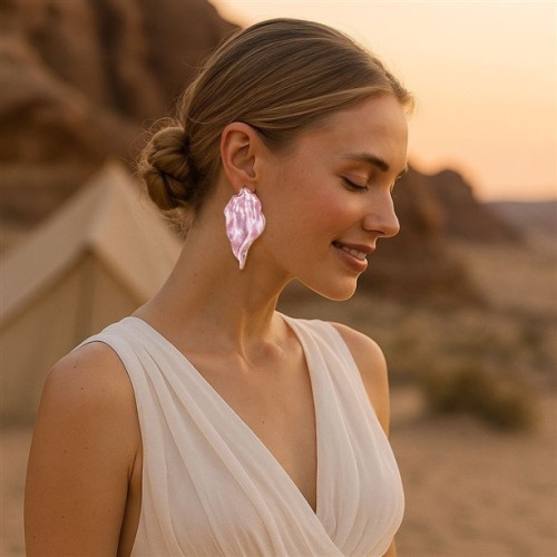 occidental style brief fashion Irregular Alloy enamel Leaf ear stud all-Purpose day woman