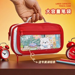 Pencil case with Ins-style retro color matching large capacity high-value appearance, new style for girls multi-functional pencil box for primary school students