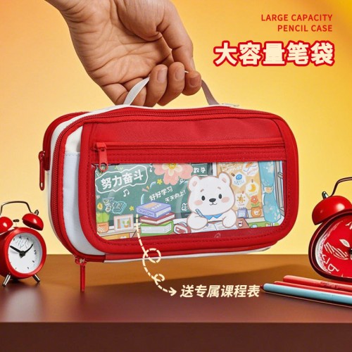 Pencil case with Ins-style retro color matching large capacity high-value appearance, new style for girls multi-functional pencil box for primary school students