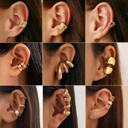 occidental style Metal surface drop Ear clip  personality geometry circle ear ..