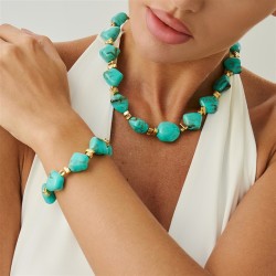 occidental style Irregular imitate crystal resin necklace  personality beads c..