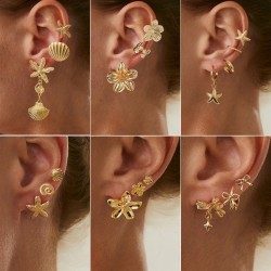occidental styleins wind flowers starfish ear stud set  samll bowc earrings