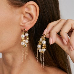 occidental style briefins Irregular beads imitate Pearl earrings  fashion tass..