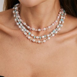 occidental style Bohemia Irregular gravel necklace woman  sweetins imitate Pea..