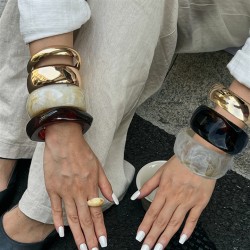 occidental style fashion Acrylic width bangleracelet exaggerating Irregular ci..