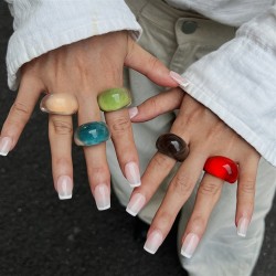 occidental styleins color resin ringRing  color circle Acrylic ring woman