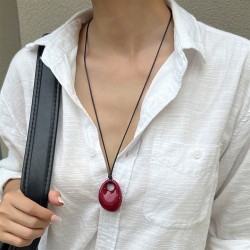 occidental style geometry resin pendant necklace  fashionins black rope long s..