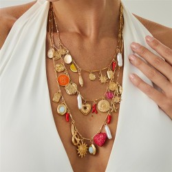 occidental style windins multilayer love flowers necklace  creative samll imit..
