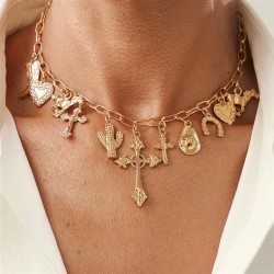 occidental style windins diamond cross love pendant necklace  personality geom..