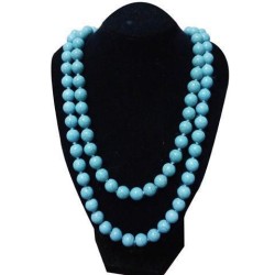 . turquoise long necklace retro ethnic style handmade long necklace beads chai..