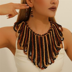 tassel multilayer flower necklace earrings set handmade banquetecklace