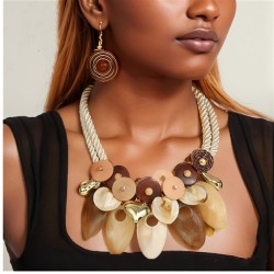 resin petal tassel handmade necklace earrings set fashionnecklaces