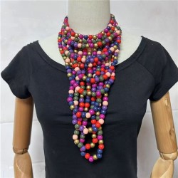 ethnic style retro multilayer color beads necklace earrings setnecklace