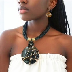 medium exaggerating handmade aluminum Africa multilayer necklace earrings setn..