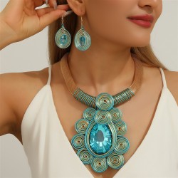 Bohemia occidental style exaggerating necklace earrings set banquetnecklace