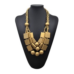 geometry multilayer necklace sweater chain earrings set banquetwood necklace
