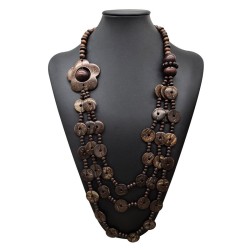 Bohemia Coir retro multilayer long style Wood Round beach necklace woman sweat..