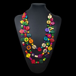 beach ethnic style handmade weave geometry Coir Round necklace long style woma..