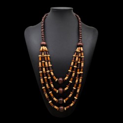 new multilayer handmade long necklace lady bamboo Wood sweater chain necklace wood