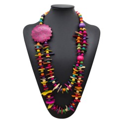 Bohemia Coir color beads flowers beach sweater chain lady necklace necklace