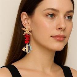 occidental style summer day wind Alloy starfish long style earring samll fashi..