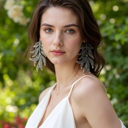 personality retro Alloy fully-jewelled exaggerating hollow leaves Leaf elegant..