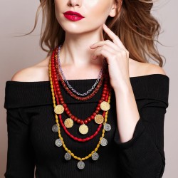 retro trend multilayer beads Alloy geometry pendant necklace leisure brief all..