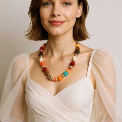 occidental style brief fashion flower rope necklace geometry color woman neckl..