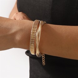 brief geometry opening Metal textured bangle  Irregular multilayer