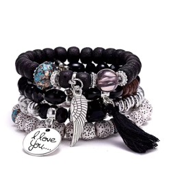 occidental style  Bohemian style tassel wings Word Round Metal pendant  multil..