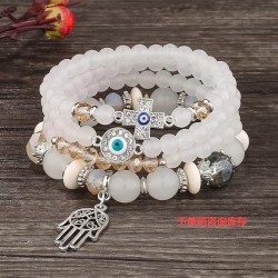 occidental style  Bohemian style cross eyes pendant  multilayer crystal bracel..