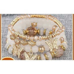 Bohemian style butterfly pendant crystal beads  multilayer elasticity rope bra..
