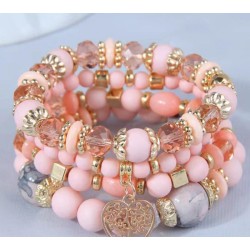 occidental style fashion Bohemia ethnic style crystal Peach heart multilayer b..