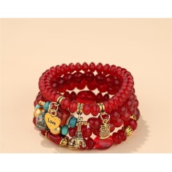 occidental style  Bohemian style Eiffel Tower owl love pendant  multilayer elasticity bracelet
